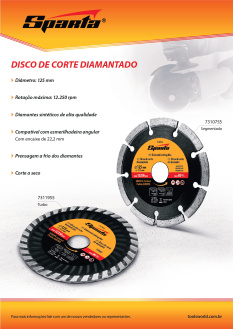 Lançamento Sparta. Disco de corte diamantado 7310755, 7311955.
