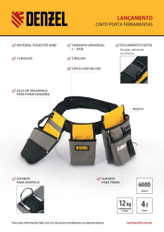 Lançamento Denzel Cinto de Montador para Ferramentas 902919.