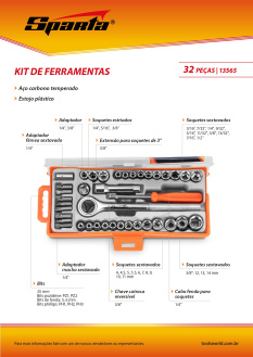 Lançamento Sparta. Kit de ferramentas 13565.