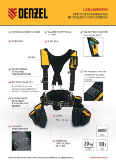 Lançamento Denzel Sistema de Cinto para Ferramentas 902909.
