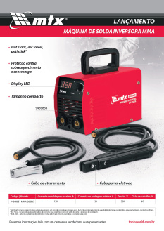 Lançamento MTX Soldador Inversor MMA 9439855.