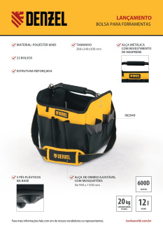 Lançamento Denzel Sacola de Transporte para Ferramentas 902949.